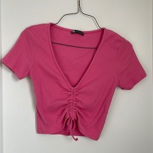 Hot pink Zara crop top